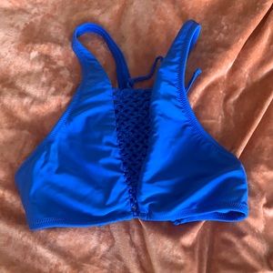 Blue halter bikini top